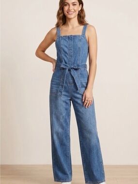 Sincerely Jules Denim Wide-Leg Jumpsuit Jeans - Blue Small like M